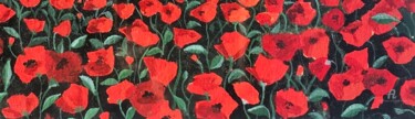 Painting titled "Champ de coquelicots" by Claire Morand, Original Artwork, Acrylic