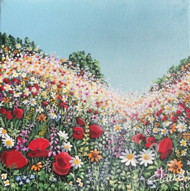 Картина под названием "plongeon floral 's…" - Claire Morand, Подлинное произведение искусства, Акрил