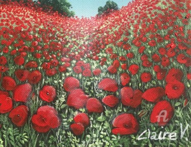 Painting titled "Jolis coquelicots" by Claire Morand, Original Artwork, Acrylic