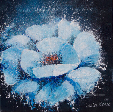 Peinture intitulée "Fleur bleue" par Claire Morand, Œuvre d'art originale, Acrylique