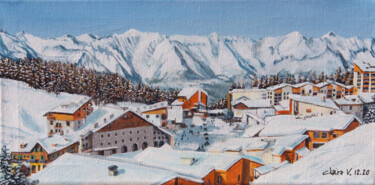 Painting titled "Valberg en hiver" by Claire Morand, Original Artwork, Acrylic