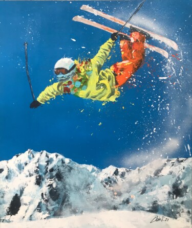Malerei mit dem Titel "Le saut de l’ange" von Claire Morand, Original-Kunstwerk, Acryl Auf Keilrahmen aus Holz montiert