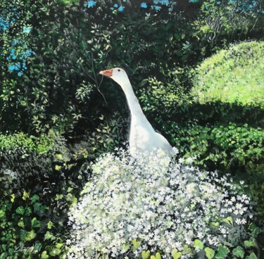Pittura intitolato "Marcellin au jardin…" da Claire Morand, Opera d'arte originale, Acrilico