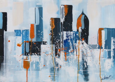 Painting titled "Six on the city" by Claire Morand, Original Artwork, Acrylic