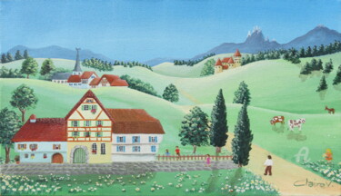 绘画 标题为“Village” 由Claire Morand, 原创艺术品, 丙烯