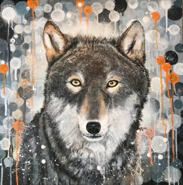 Painting titled "Wolf" by Claire Morand, Original Artwork, Acrylic