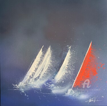 Peinture intitulée "Winter regatta" par Claire Morand, Œuvre d'art originale, Acrylique Monté sur Châssis en bois