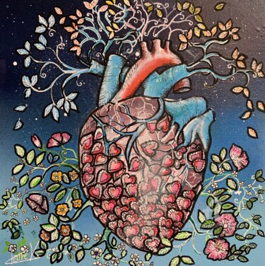 Pintura intitulada "Le cœur de l’âge" por Claire Morand, Obras de arte originais, Acrílico Montado em Cartão