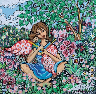 Pintura intitulada "Pour nos enfants le…" por Claire Morand, Obras de arte originais, Acrílico Montado em Cartão