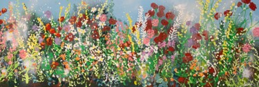 Картина под названием "Envolée florale" - Claire Morand, Подлинное произведение искусства, Акрил Установлен на Деревянная ра…