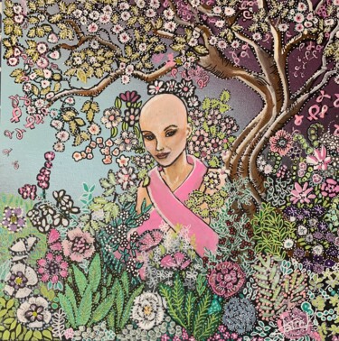 Картина под названием "La jeune fille aux…" - Claire Morand, Подлинное произведение искусства, Акрил Установлен на картон