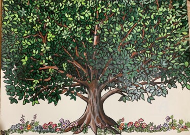Pintura intitulada "L’arbre de vie, gén…" por Claire Morand, Obras de arte originais, Acrílico