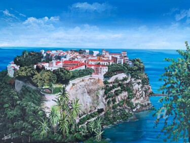 Peinture intitulée "Le rocher de Monaco" par Claire Morand, Œuvre d'art originale, Acrylique Monté sur Châssis en bois