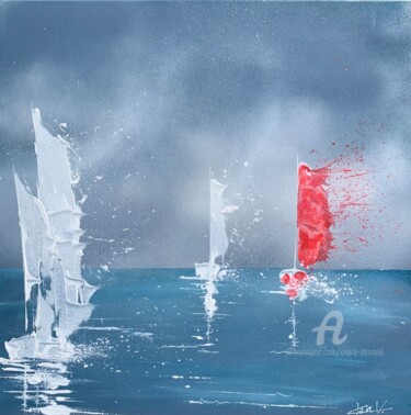 Peinture intitulée "Voiles au vent" par Claire Morand, Œuvre d'art originale, Acrylique Monté sur Châssis en bois