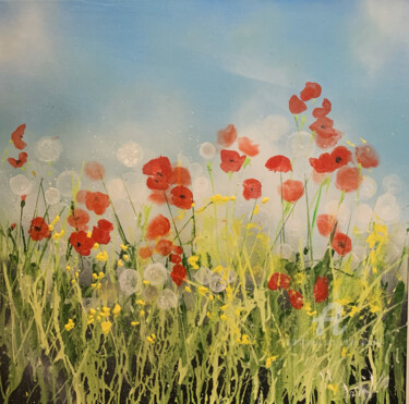 Painting titled "Poppy waltz 1" by Claire Morand, Original Artwork, Acrylic