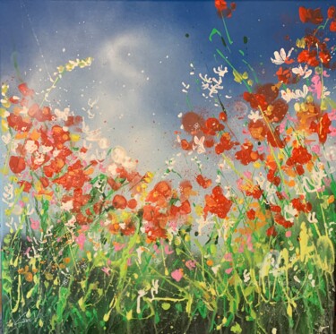 Картина под названием "Floral fantasy" - Claire Morand, Подлинное произведение искусства, Акрил Установлен на Деревянная рам…