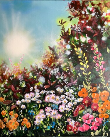 Painting titled "Mon beau jardin" by Claire Morand, Original Artwork, Acrylic