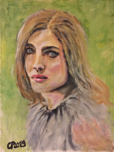 Painting titled "Camille" by Claire Paravisini-Ernouf, Original Artwork, Acrylic Mounted on Cardboard