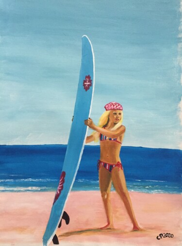Pintura intitulada "la surfeuse" por Claire Paravisini-Ernouf, Obras de arte originais, Acrílico
