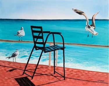 Картина под названием "La chaise bleue" - Claire Paravisini-Ernouf, Подлинное произведение искусства, Акрил Установлен на Де…