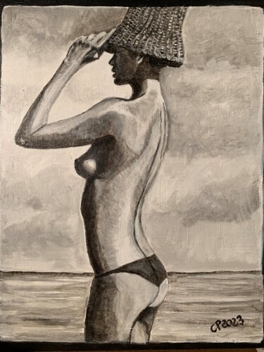 Peinture intitulée "La femme au chapeau" par Claire Paravisini-Ernouf, Œuvre d'art originale, Acrylique Monté sur Châssis en…