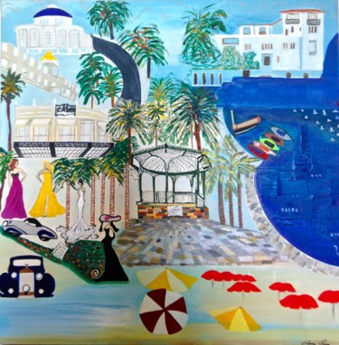 Painting titled "Un écrin sur la côte" by Claire Pinci, Original Artwork, Oil