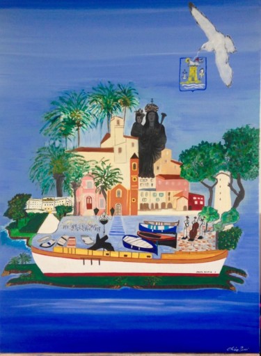 Pintura intitulada "Un village Marin" por Claire Pinci, Obras de arte originais, Óleo