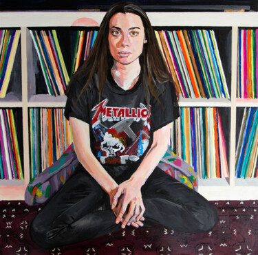 Malarstwo zatytułowany „Sarah in her Metall…” autorstwa Claire Price, Oryginalna praca, Akryl Zamontowany na Drewniana rama…