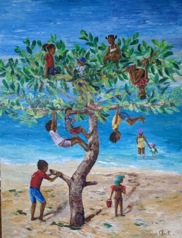 Painting titled "L’arbre aux enfants" by Claire Richelme, Original Artwork, Acrylic