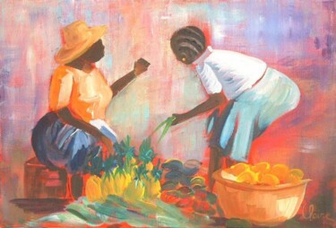 Peinture intitulée "Marché ananas" par Claire Richelme, Œuvre d'art originale