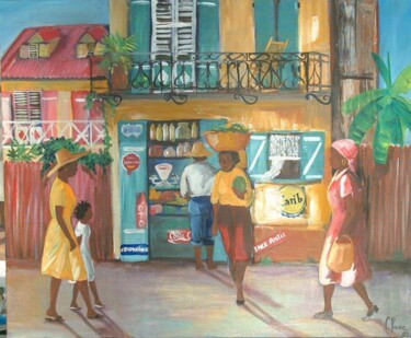 Peinture intitulée " Rue Caribe" par Claire Richelme, Œuvre d'art originale