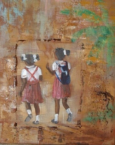 Painting titled "écolières" by Claire Richelme, Original Artwork