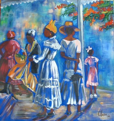 Painting titled "Groupe en tan lontan" by Claire Richelme, Original Artwork