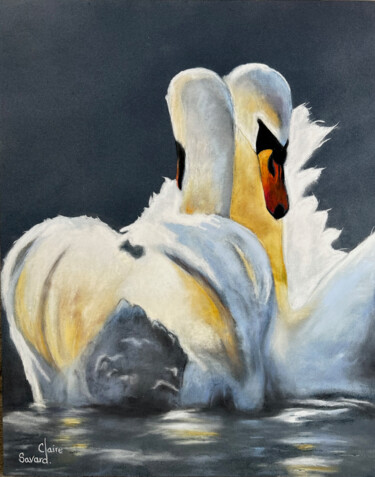 Painting titled "Tête à Tête" by Claire Savard, Original Artwork, Pastel Mounted on Wood Panel