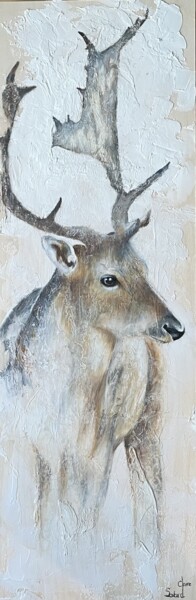 Painting titled "Rudolf" by Claire Savard, Original Artwork, Pastel Mounted on Wood Panel
