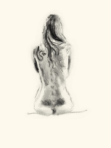 Drawing titled "femme 12" by Claire T, Original Artwork, Charcoal