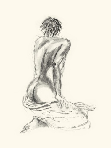 Dibujo titulada "homme 19" por Claire T, Obra de arte original, Carbón