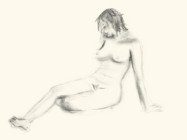 Drawing titled "femme 8" by Claire T, Original Artwork, Charcoal