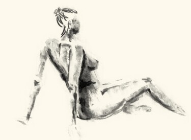 Рисунок под названием "femme 11" - Claire T, Подлинное произведение искусства, Древесный уголь