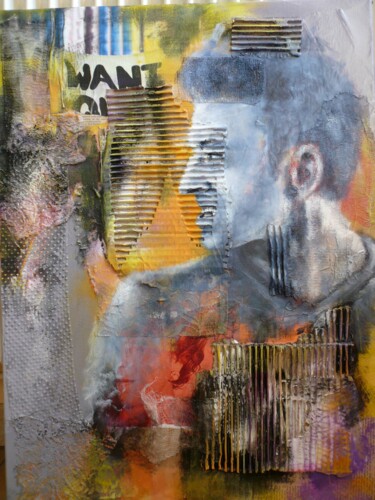 Painting titled "WANT" by Claire Valentin, Original Artwork, Acrylic Mounted on Wood Stretcher frame