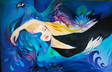 Painting titled "Vague à l'âme" by Claire Villemin, Original Artwork, Oil