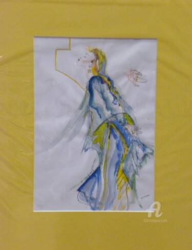 Peinture intitulée "Madonna mit Schleie…" par Claire, Œuvre d'art originale, Aquarelle Monté sur Carton