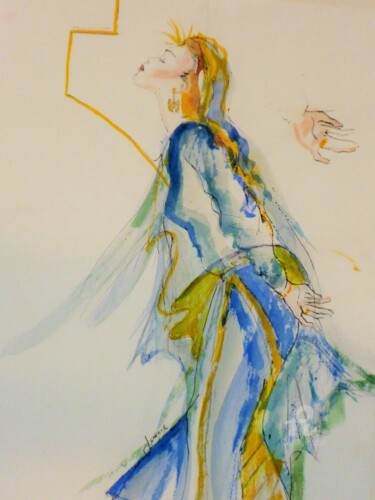 Drawing titled "madonna" by Claire, Original Artwork, Watercolor