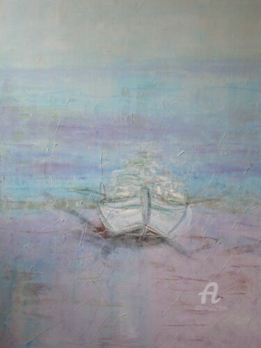 Peinture intitulée "Meer & Boot" par Claire, Œuvre d'art originale, Acrylique