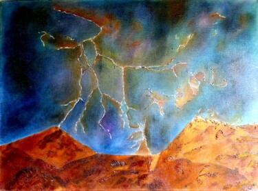Painting titled "volcan" by Claire Soussan Alonso, Original Artwork, Acrylic