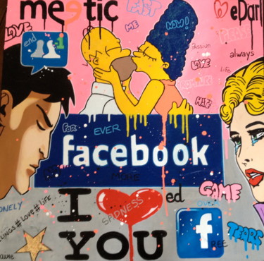 Ζωγραφική με τίτλο "Facebook" από Claire, Αυθεντικά έργα τέχνης, Ακρυλικό