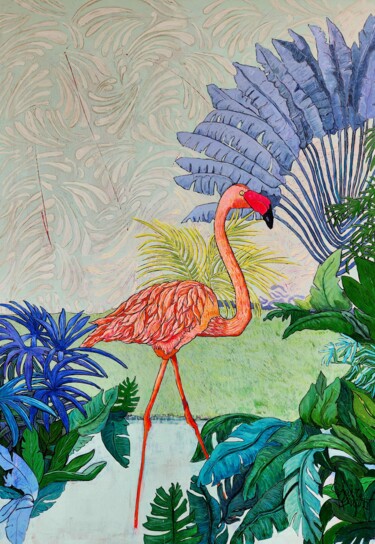 Painting titled "Flamengo Sky" by Claire Soffietti, Original Artwork, Acrylic Mounted on Wood Stretcher frame
