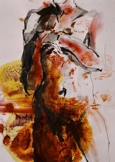 Dessin intitulée "nue debout" par Claire Einsicht, Œuvre d'art originale, Encre