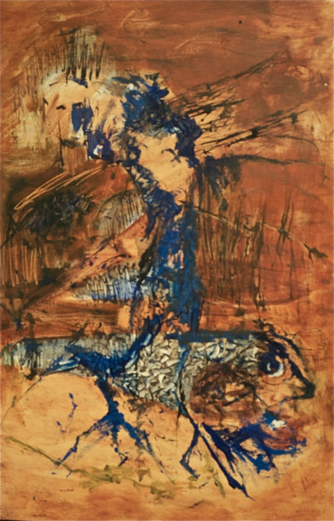 Malerei mit dem Titel "l'avenir des poisso…" von Claire Einsicht, Original-Kunstwerk, Öl