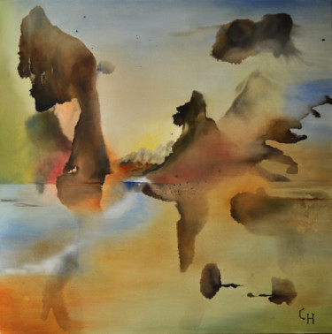 Peinture intitulée "Evocation" par Claire Hamant, Œuvre d'art originale, Huile